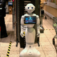 “Prepper” the robot explains COVID-19 protective measures at a grocery store in Germany.